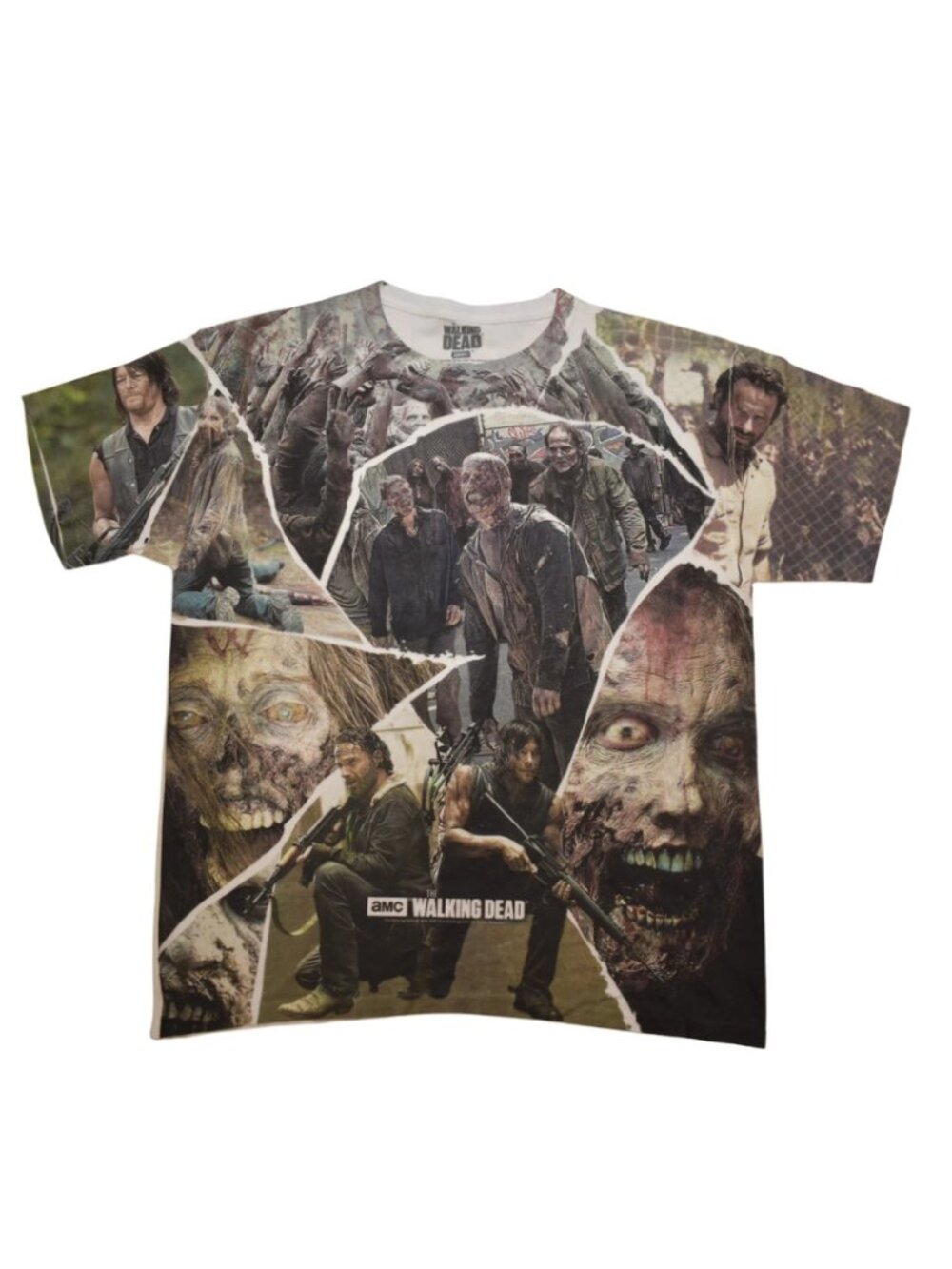The Walking Dead Mens Sublimated Zombie Horde Fragments 2015 Print Shirt New L